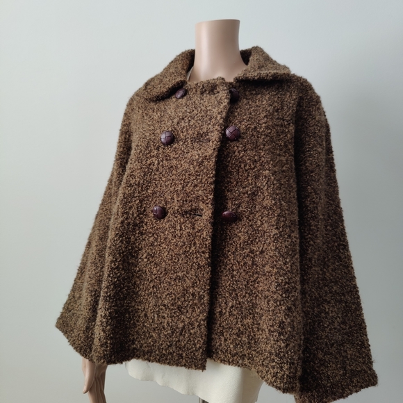 John Branigan Women's Double breasted Wool Brown Sweater Coat - Picture 1 of 6
